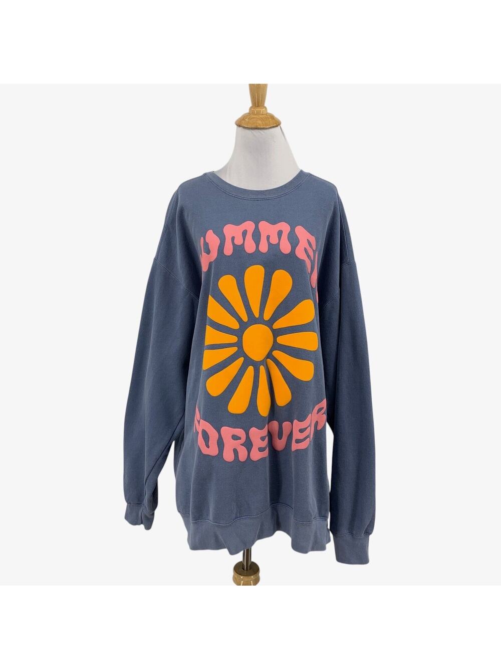 Skull House Sweatshirt Womens XL Extra Large Blue Fleece Lined Summer Forever